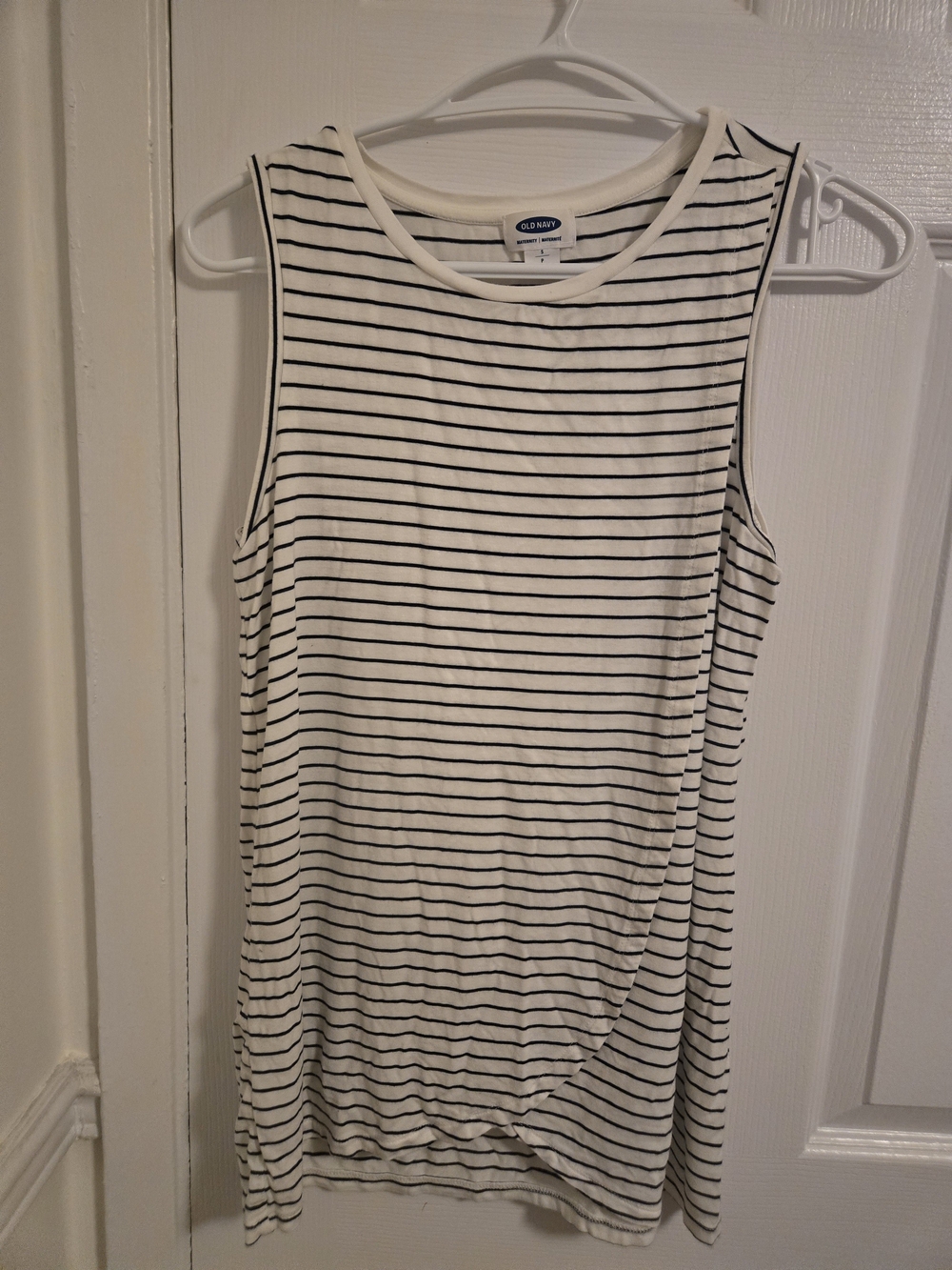 Old Navy Maternity Nursing White Tank Top with Black Stripes